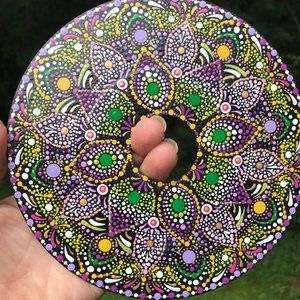 Hand Painted 45 Record - Mandala / Dot Art